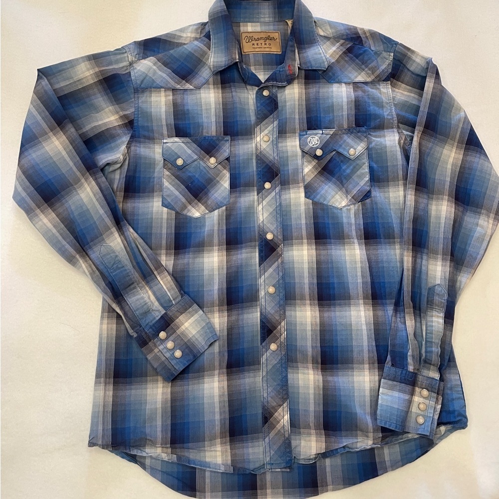 MEN'S WRANGLER RETRO® LONG SLEEVE PLAID SNAP 2 POCKET WESTERN SHIRT | M